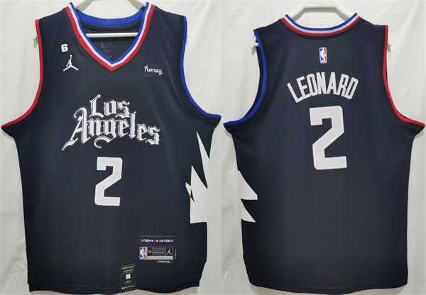 Mens Los Angeles Clippers #2 Kawhi Leonard Black Stitched Jersey